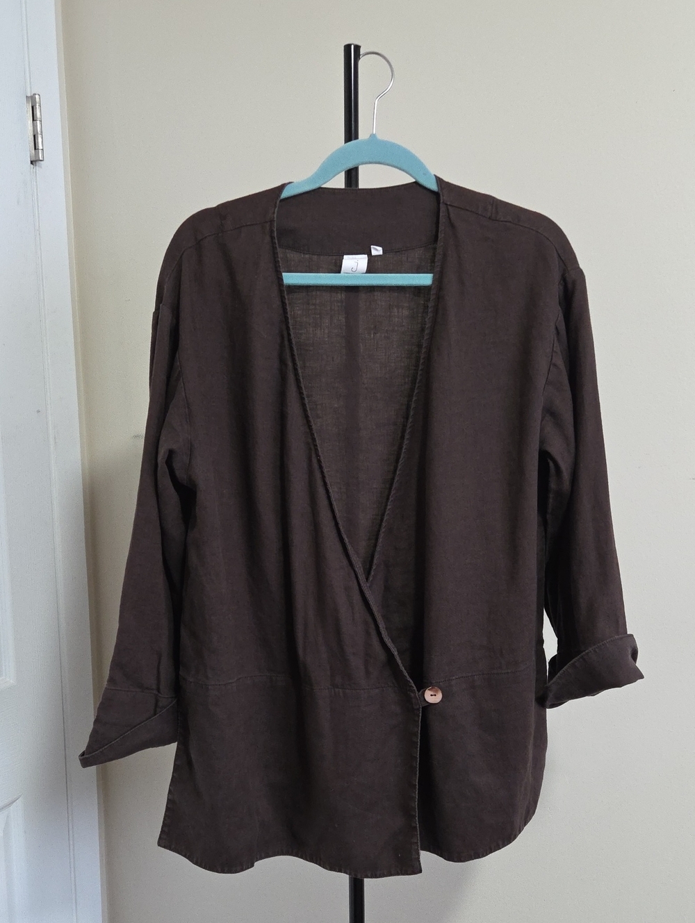 Jones New York Dark Brown Open-Front Blazer